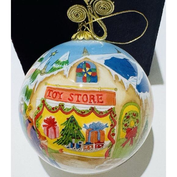 Li Bien Reverse Hand Painted Family Shopping 2005 Large Glass Christmas Ornament - Picture 5 of 8